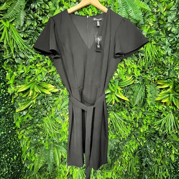 INC Women Dress 12 Black Sheath Tie Waist V Neck Flare Sleeve‎ NWT  0989 - Picture 9 of 11